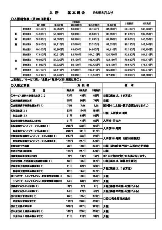 料金表